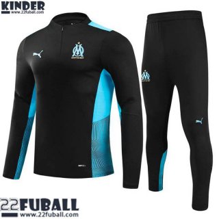Trainingsanzug Olympique Marseille Schwarz Kinder 21 22 TK96
