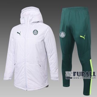 22Fuball: Palmeiras Daunenjacke Kapuzen Reißverschluss Weiß 2020 2021 C43