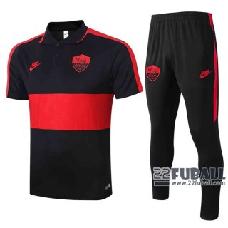 22Fuball: AS Roma Poloshirt Schwarz - Rot 2020 2021 P06