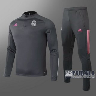 22Fuball: Real Madrid Trainingsanzug Kurzer Reißverschluss Grau 2020 2021 T13