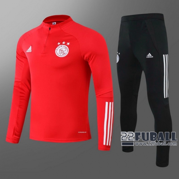 22Fuball: Ajax Amsterdam Trainingsanzug Kurzer Reißverschluss Rot 2020 2021 T50