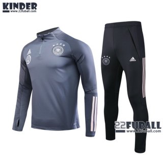 22Fuball: Deutschland Trainingsanzug Kinder Kurzer Reißverschluss Dunkelgrau 2020 2021 Tk07