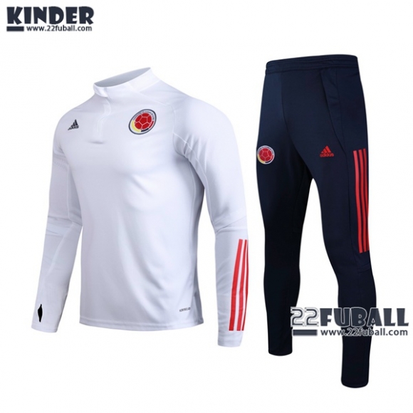 22Fuball: Kolumbien Trainingsanzug Kinder Weiß 2020 2021 Tk08