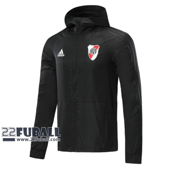 22Fuball: River Plate Windjacke Kapuzen Reißverschluss Schwarz 2020 2021 W23