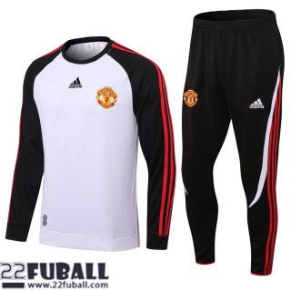 Trainingsanzug Manchester United weiß schwarz Herren 22 23 TG243