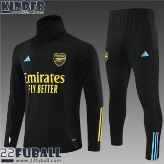 Trainingsanzug Hoher Kragen Arsenal Schwarz Kinder 23 24 TK587